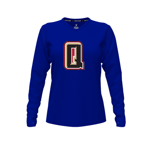 [CUS-DFW-TEES-CMF-VNK-LSL-RYL-FYXS-LOGO2] Comfort T-Shirt (Female Youth XS, Royal, V Neck, Logo 2, Long Sleeve)