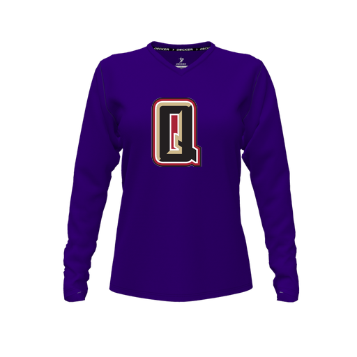 [CUS-DFW-TEES-CMF-VNK-LSL-PUR-FYXS-LOGO2] Comfort T-Shirt (Female Youth XS, Purple, V Neck, Logo 2, Long Sleeve)