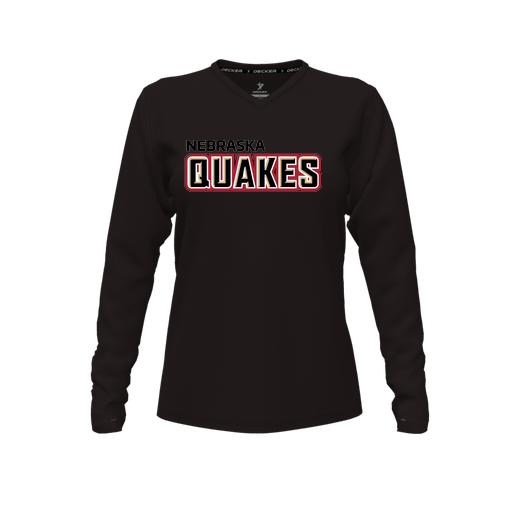 [FTLVPTBK-FYXS-LOGO1] Decker Performance T-Shirt (Female Youth XS, Black, V Neck, Logo 1, Long Sleeve)