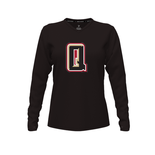 [CUS-DFW-TEES-PER-VNK-LSL-BLK-FYXS-LOGO2] Performance T-Shirt (Female Youth XS, Black, V Neck, Logo 2, Long Sleeve)