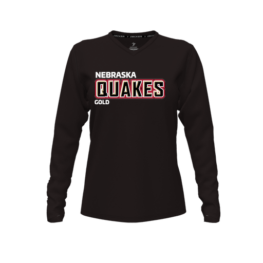 [FTLVPTBK-FYXS-LOGO3] Decker Performance T-Shirt (Female Youth XS, Black, V Neck, Logo 3, Long Sleeve)