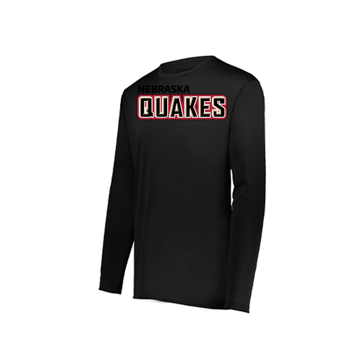 [222823.080.S-LOGO1] Youth LS Smooth Sport Shirt (Youth S, Black, Logo 1)