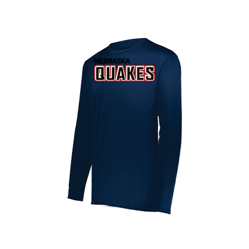 [222823.065.S-LOGO1] Youth LS Smooth Sport Shirt (Youth S, Navy, Logo 1)